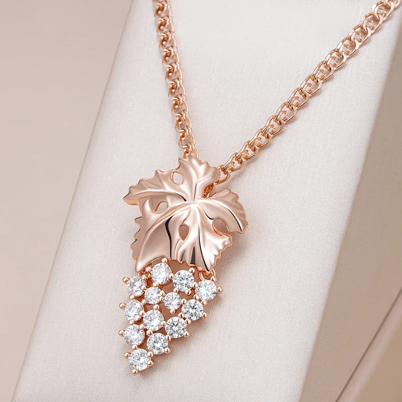 Kienl-collar con colgante grande de circonita Natural brillante para mujer, colgante de uva de cristal de Color oro rosa 585, joyería Vintage diaria 1 Kienl-collar con colgante grande de circonita Natural brillante para mujer, colgante de uva de cristal de Color oro rosa 585, joyería Vintage diaria 1