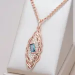 Kienl-collar con colgante de flor de Color oro rosa 585, accesorios cuadrados coloridos de circón Natural, joyería fina diaria 1