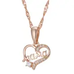 Kinel-collar con colgante de corazón MaMa para mujer, Color oro rosa 585, accesorios de circón Natural, joyería fina diaria de alta calidad 6