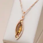 Kinel-collar con colgante de cristal marrón claro para mujer, Color oro rosa 585, con circón Natural, joyería fina diaria de alta calidad 1