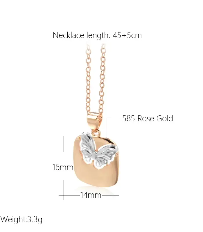 Kinel-Colgante de mariposa hueca para mujer, collar de Color rosa dorado y plateado, joyería de boda Vintage para fiesta diaria, 585 2