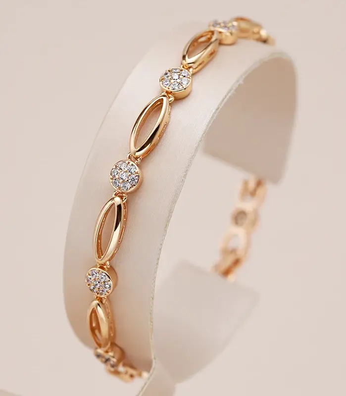 Kinel tendencia novedosa Simple 585 pulsera de Color oro rosa para mujer circón Natural de lujo novia boda joyería fina diaria 2023 nuevo 1