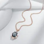 Kinel-collar con colgante ovalado grande para mujer, color gris intenso, tendencia 585, Color oro rosa con circón Natural, joyería fina diaria de alta calidad 5