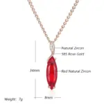 Kinel-collar con colgante de cristal gris ovalado para mujer, Color oro rosa 585, con circón Natural, joyería fina diaria de alta calidad 2