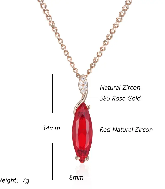 Kinel-collar con colgante de cristal gris ovalado para mujer, Color oro rosa 585, con circón Natural, joyería fina diaria de alta calidad 2