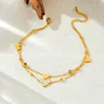 Tobilleras DIEYURO 316L de acero inoxidable con forma de corazón y circonita de doble capa para mujer, nueva tendencia, cadenas para pies, joyería antioxidante, regalo de vacaciones 4