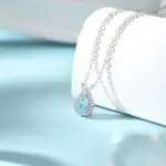 Collar de plata de ley 925 con moissanita TY para mujer, colgante de lágrima azul, moissanita de color D, collar de marca de laboratorio, joyería fina, regalo. 4