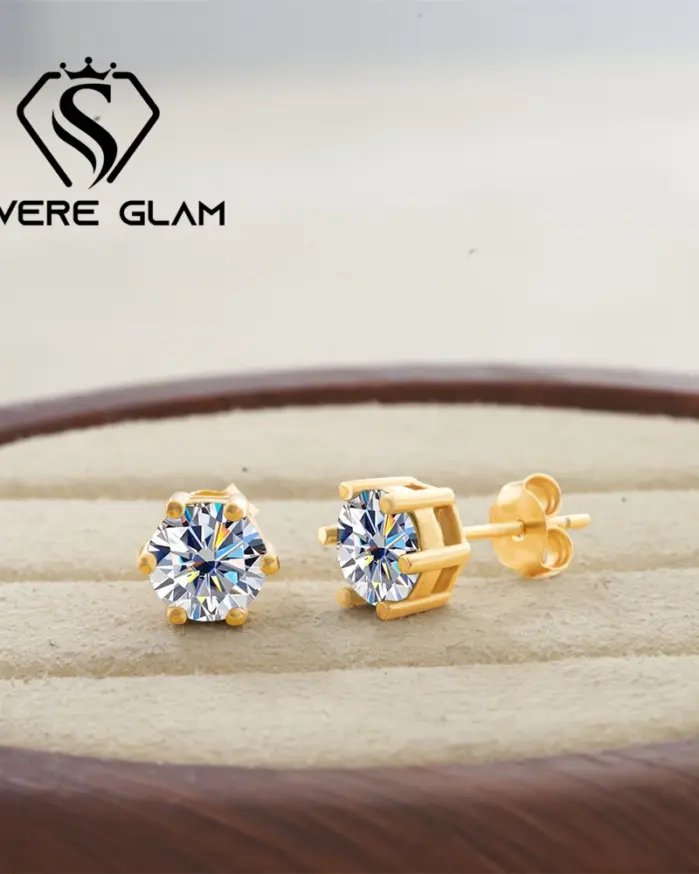 Pendientes de moissanita de Plata de Ley 925 1CT * 2 D VVS1, pendientes de tuerca con tornillo de diamante de laboratorio de corte redondo para mujer, pendientes de regalo de joyería 1
