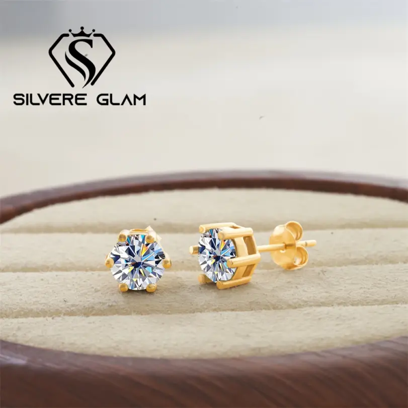 Pendientes de moissanita de Plata de Ley 925 1CT * 2 D VVS1, pendientes de tuerca con tornillo de diamante de laboratorio de corte redondo para mujer, pendientes de regalo de joyería 1 Pendientes de moissanita de Plata de Ley 925 1CT * 2 D VVS1, pendientes de tuerca con tornillo de diamante de laboratorio de corte redondo para mujer, pendientes de regalo de joyería 1
