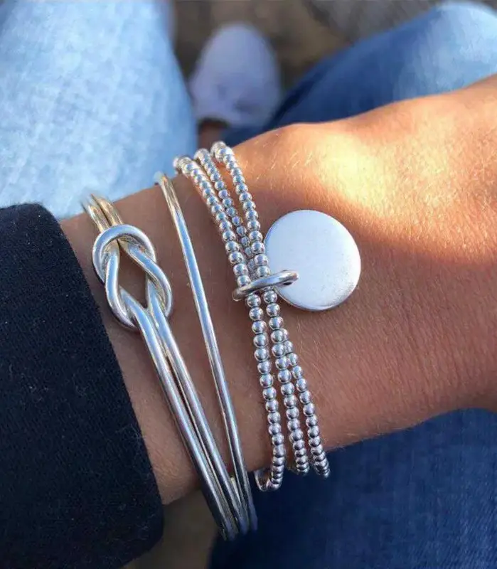 Conjunto de joyería elegante para mujer, pulsera con nudo de cuentas redondas, uso diario, regalo de fiesta de boda nupcial, 3 uds. 1