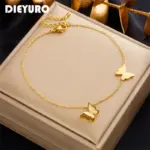 DIEYURO-tobilleras de acero inoxidable 316L para mujer y niña, cadena de pierna, joyería impermeable, regalo de fiesta 1