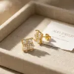 Pendientes de plata de ley Ts S925 con moissanita cuadrada Princess para mujer, joyería de laboratorio con moissanita color D, pendientes de plata de ley 4