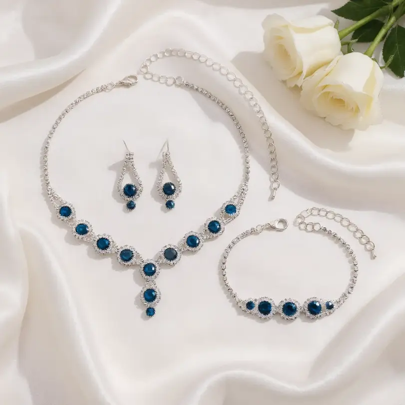 Conjunto de joyería Vintage elegante para mujer, collar largo con forma de gota de agua, gargantilla de cristal brillante, pendientes de boda para fiesta, 4 Uds. 1 Conjunto de joyería Vintage elegante para mujer, collar largo con forma de gota de agua, gargantilla de cristal brillante, pendientes de boda para fiesta, 4 Uds. 1