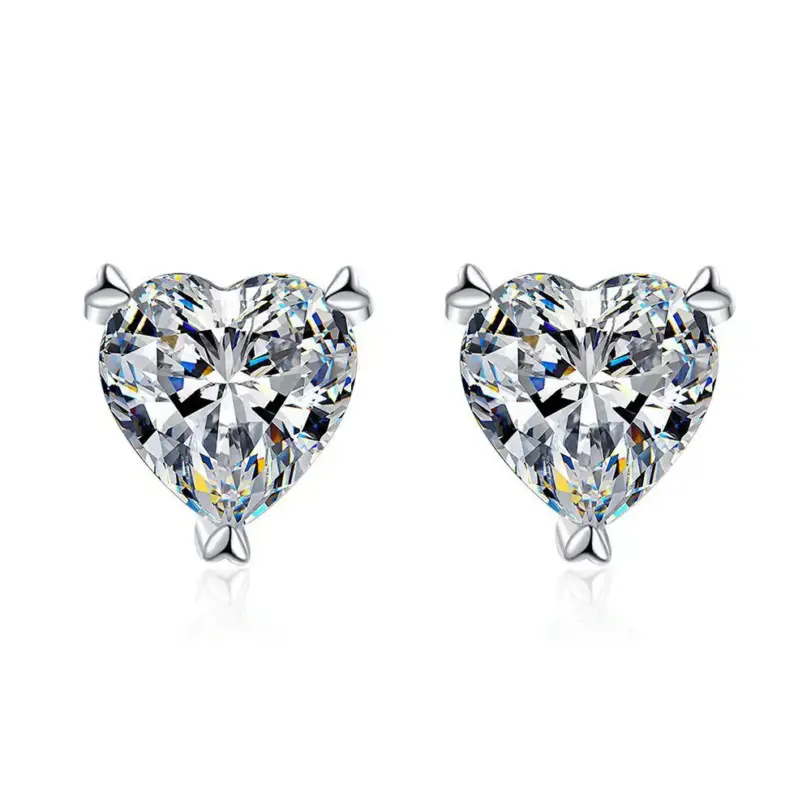 TY 1CT pendientes de tuerca de moissanita de plata 925 con corte de corazón para mujer, joyería de novia de plata de ley S925 con diamantes de laboratorio de calidad de lujo 6