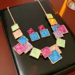 Juego de Joyería Vintage Elegante de 3 Piezas para Mujer, Collar con Cristales Brillantes y Gotas Azules Cuadradas, Gargantilla, Aretes para Novia, Boda, Fiesta 1