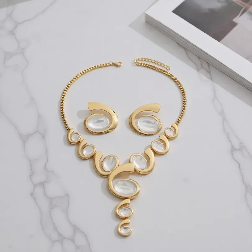 Juego de Joyería Elegante y Moderno de 3 Piezas para Mujer, Collar Espiral Elíptico, Gargantilla de Metal Clásica, Aretes para Uso Diario Informal, Regalo 1 Juego de Joyería Elegante y Moderno de 3 Piezas para Mujer, Collar Espiral Elíptico, Gargantilla de Metal Clásica, Aretes para Uso Diario Informal, Regalo 1