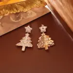 Juego de Joyería Vintage Elegante de 3 Piezas para Mujer, Collar con Árbol de Navidad Colorido, Gargantilla de Cristal Brillante, Aretes de Novia para Boda, Fiesta 4
