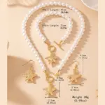 Conjunto de Collar de Perlas con Estrella de Mar Dorada, Cierre de Palanca, Gargantilla de Perlas, Pendientes y Pulsera, Juego de 3 Piezas para Mujer, Joyería Estética Estilo Sirena 6
