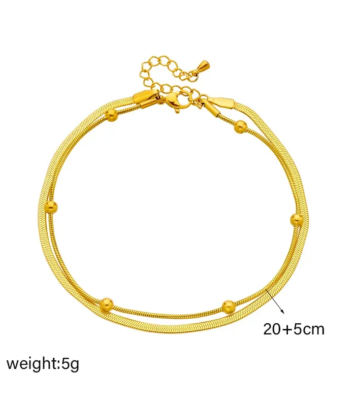 Tobilleras DIEYURO 316L de acero inoxidable de Color dorado de doble capa para mujer y niña, nueva tendencia, cadena para pierna, joyería impermeable, regalo para fiesta 2
