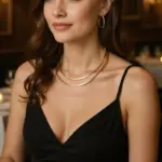 Juego de Joyería Elegante y Moderno de 3 Piezas para Mujer, Collar Geométrico Tipo O, Gargantilla de Metal Clásica, Uso Diario Informal, Pendientes Grandes, Regalo 1