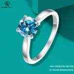 Anillo de moissanita TY de 2 quilates para mujer, anillo de boda de diamante de laboratorio, 100% Plata 925, joyería para dedo femenino 1
