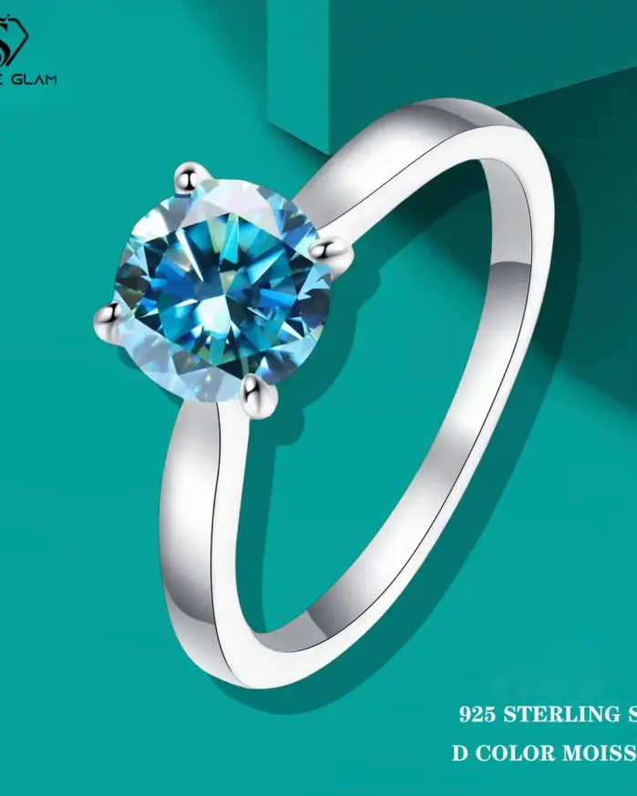 Anillo de moissanita TY de 2 quilates para mujer, anillo de boda de diamante de laboratorio, 100% Plata 925, joyería para dedo femenino 1