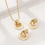 Conjunto de joyería Vintage elegante para mujer, collar circular geométrico de Metal, Gargantilla dorada, pulsera de boda nupcial, regalo de fiesta, 3 uds. 3