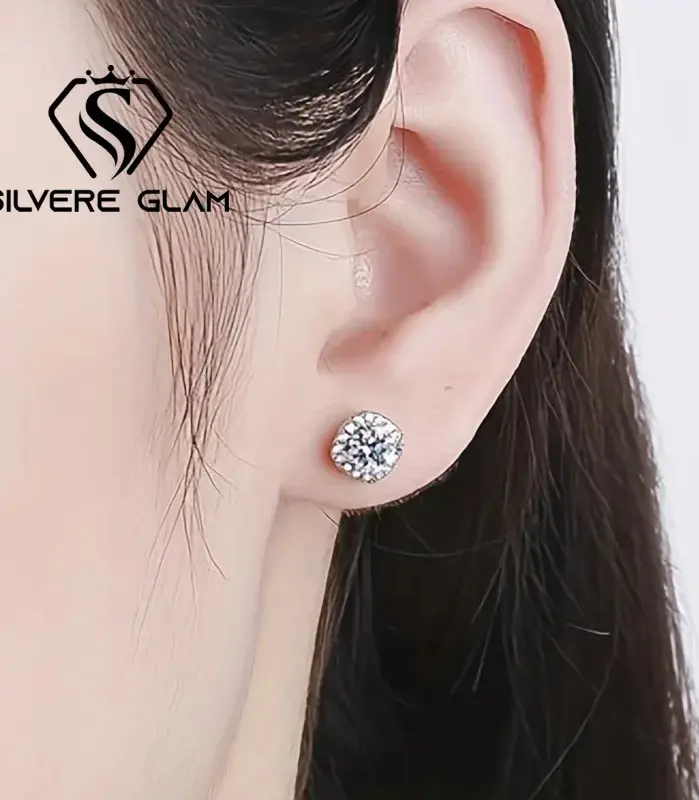 Pendientes de plata de ley 925 con forma cuadrada, aretes de moissanita brillantes, estilo delicado de lujo, regalo femenino, joyería fina 2