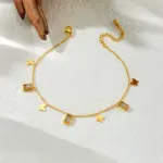 DIEYURO-tobilleras cuadradas de mariposa dorada de acero inoxidable 316L para mujer, cadenas para pies de nueva tendencia, joyería antioxidante, regalo de vacaciones 4