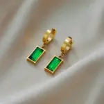3 uds. De pendientes de collar de circón de cristal verde cuadrado de acero inoxidable para mujer y niña, nuevos conjuntos de joyería que no se decoloran a la moda 5