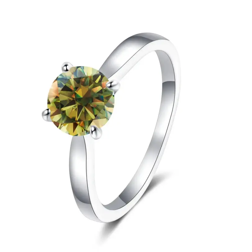 Anillo de moissanita TY de 2 quilates para mujer, anillo de boda de diamante de laboratorio, 100% Plata 925, joyería para dedo femenino 6
