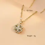 Juego de Joyería Elegante y Moderno de 5 Piezas para Mujer, Collar con Flor de Cuatro Hojas Giratoria, Gargantilla de Metal Clásica, Aretes para Uso Diario Informal 6