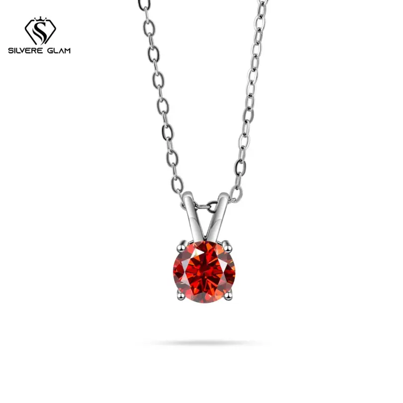 Collar con colgante redondo clásico para mujer, de Plata de Ley 925, 1CT, Color D, joyería de moissanita, regalo de fiesta, collar para mamá 1 Collar con colgante redondo clásico para mujer, de Plata de Ley 925, 1CT, Color D, joyería de moissanita, regalo de fiesta, collar para mamá 1