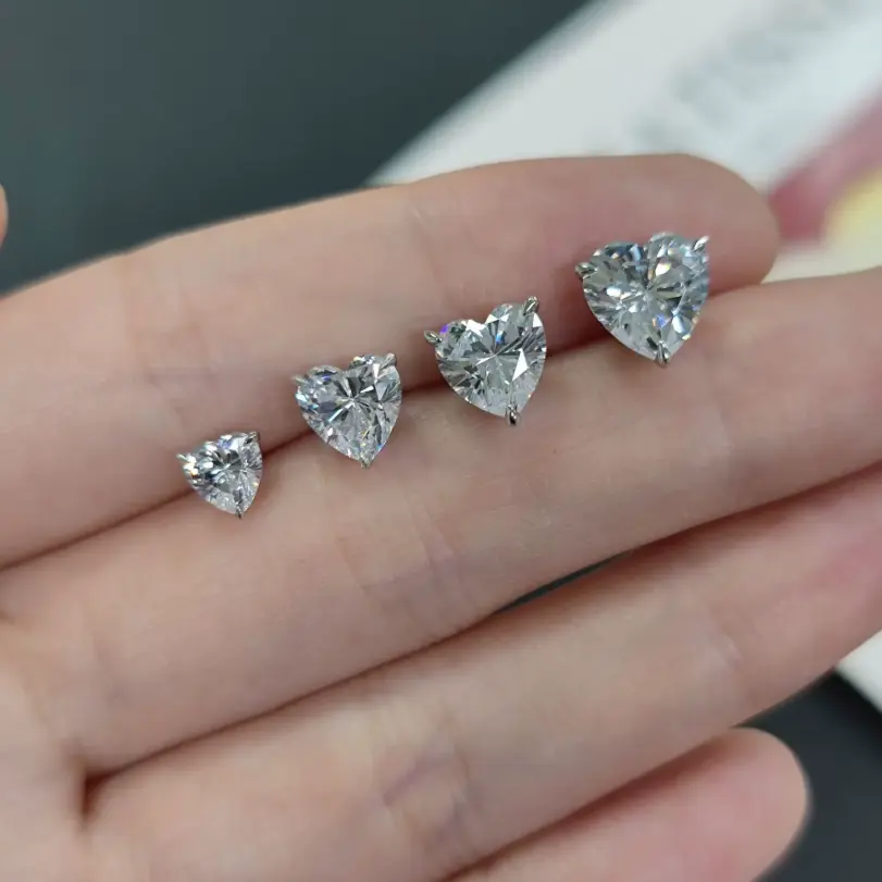 TY 1CT pendientes de tuerca de moissanita de plata 925 con corte de corazón para mujer, joyería de novia de plata de ley S925 con diamantes de laboratorio de calidad de lujo 4
