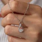 Collar de plata de ley TY 925 para mujer, collar con colgante de plata de ley con circonita Moissanite de 0,5 CT, D VVS1, oro rosa multicolor 3