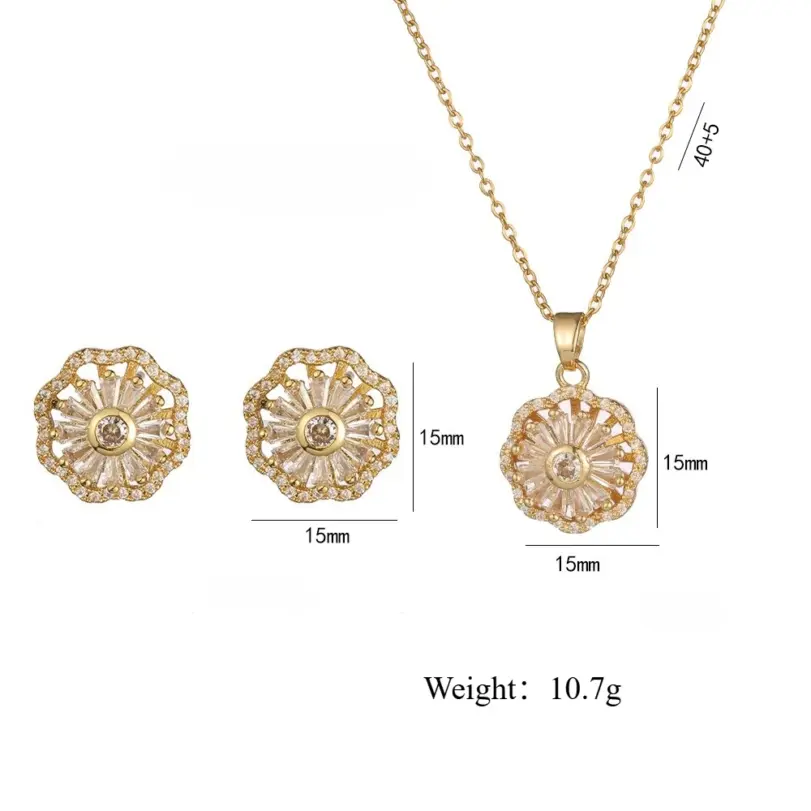 Juego de Joyería Elegante y Moderno de 3 Piezas para Mujer, Collar con Diseño de Flor Giratoria, Gargantilla Dorada Clásica, Aretes para Uso Diario Informal, Regalo 6