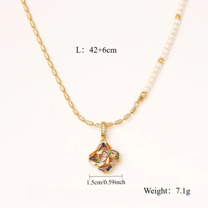 Juego de Joyería Vintage Elegante de 3 Piezas para Mujer, Collar con Trébol de Cuatro Hojas Colorido, Gargantilla de Cristal Brillante, Aretes para Novia, Boda, Fiesta 5