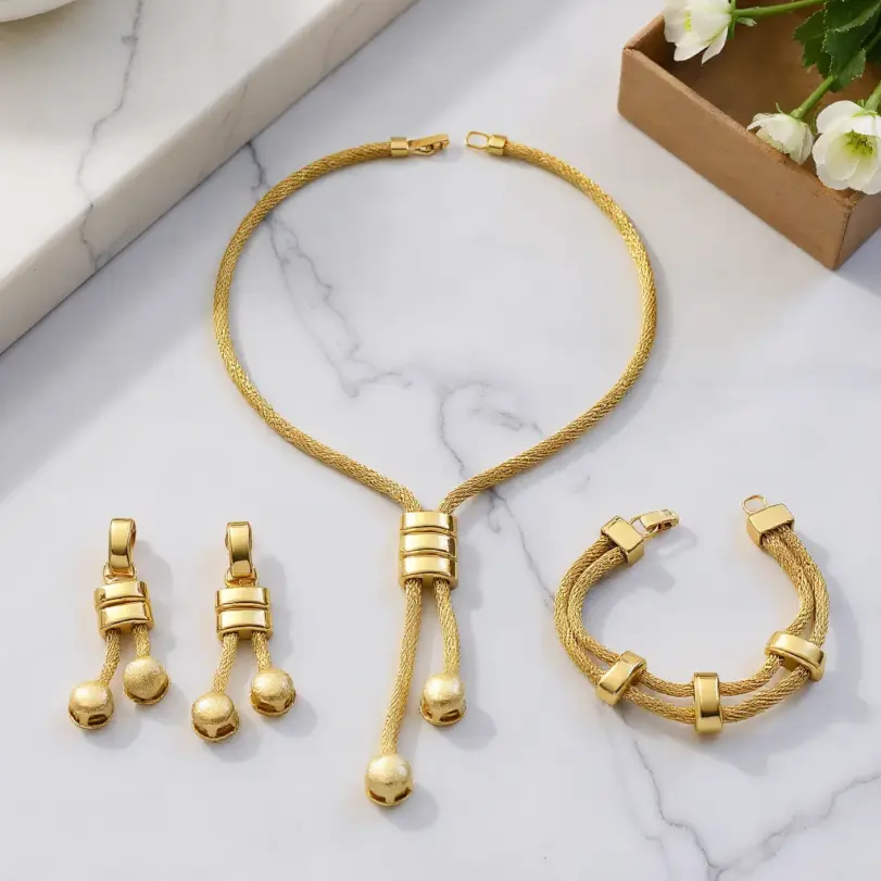 Juego de Joyería Vintage Elegante de 4 Piezas para Mujer, Collar con Borla y Nudo, Gargantilla de Moda, Pendientes de Novia para Boda y Fiesta 1 Juego de Joyería Vintage Elegante de 4 Piezas para Mujer, Collar con Borla y Nudo, Gargantilla de Moda, Pendientes de Novia para Boda y Fiesta 1