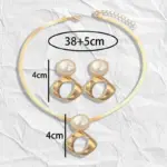 Juego de Joyería Elegante y Moderno de 3 Piezas para Mujer, Collar Circular Irregular, Gargantilla de Metal Clásica, Aretes para Uso Diario Informal, Regalo 6
