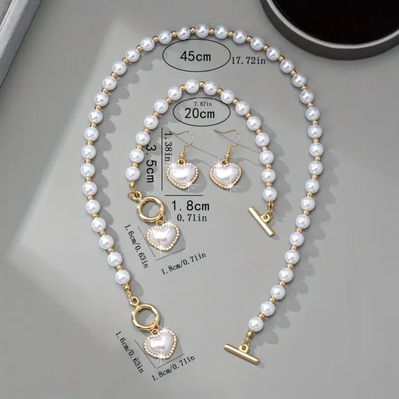 Conjunto de Collar de Perlas con Cierre de Palanca, Gargantilla de Perlas, Pendientes Blancos y Pulsera para Mujer, Estilo Coquette, Regalo para Despedida de Soltera 6