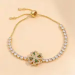Juego de Joyería Elegante y Moderno de 5 Piezas para Mujer, Collar con Flor de Cuatro Hojas Giratoria, Gargantilla de Metal Clásica, Aretes para Uso Diario Informal 3