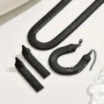Juego de Joyería Vintage Elegante de 4 Piezas para Mujer, Collar con Forma de Espina de Serpiente, Gargantilla de Metal Clásica, Aretes para Uso Diario Informal, Regalo 4
