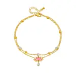 Tobilleras DIEYURO 316L de acero inoxidable con flor de loto rosa para mujer y niña, nueva tendencia, cadenas multicapa, joyería que no se decolora, regalo para fiesta 6