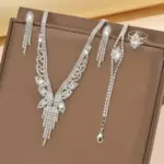 Conjunto de 5 piezas de joyería de moda para mujer, collar con borlas huecas, anillo, aretes, pulsera, conjunto de joyería para boda, banquete, fiesta, festival, regalo para dama 2