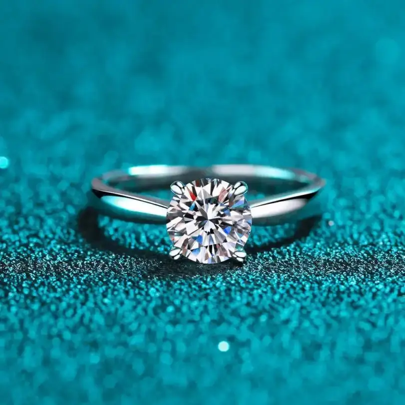 Anillo de moissanita TY de 2 quilates para mujer, anillo de boda de diamante de laboratorio, 100% Plata 925, joyería para dedo femenino 3
