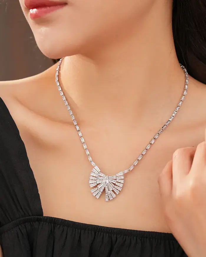 Juego de Joyería Vintage Elegante de 3 Piezas para Mujer, Collar con Incrustaciones de Circonita, Gargantilla de Cristal Brillante, Aretes de Novia para Boda, Fiesta 2