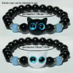 Juego de 4 Uds de pulsera + collar de cuentas de gato luminoso, pulseras elásticas con dijes de cuentas negras con gato, regalo de Halloween/Navidad 6