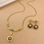 Conjunto de joyería Vintage elegante para mujer, collar de Avatar de persona negra, gargantilla de cristal brillante, pendientes de boda para fiesta, 3 uds. 4