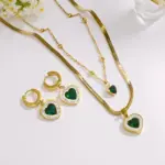 Juego de Joyería Vintage Elegante de 4 Piezas para Mujer, Collar de Doble Capa con Cristales Brillantes, Gargantilla, Aretes para Novia, Boda, Fiesta 2