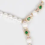 Juego de Joyería Vintage Elegante de 3 Piezas para Mujer, Collar de Perlas de Lujo, Gargantilla de Cristal Brillante, Aretes de Novia para Boda, Fiesta 4